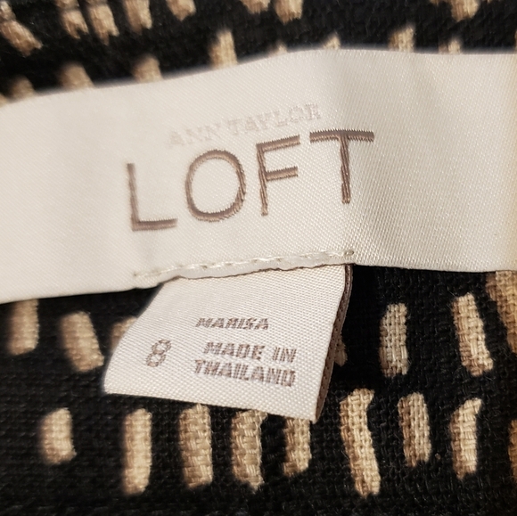 NEW LOFT Marisa Modern  Black Cream Abstract Cropped Pants Stretch Ankle Summer - Picture 11 of 14